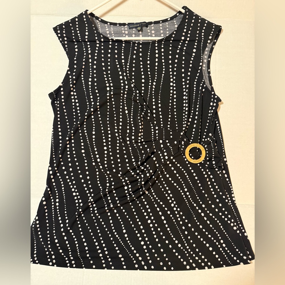 Adrienne Vittadini Black and White Dot Pattern Blouse